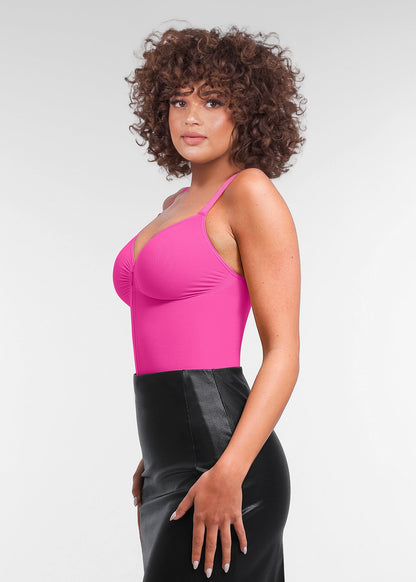 Stefanie Zipper Seamless Plunge Bodysuit – Chest Support and Inner Clips