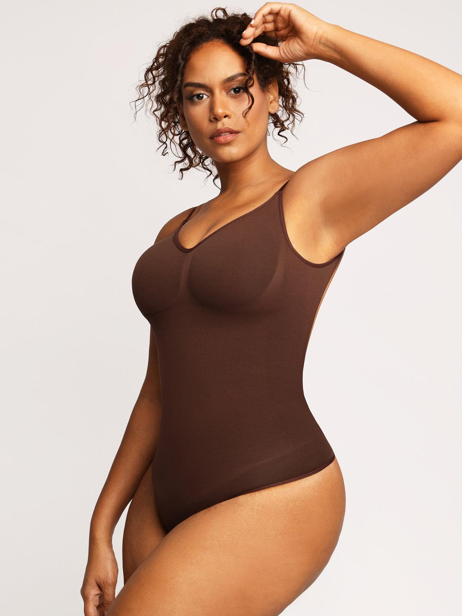 Popilush® Bodysuit - Model wearing Full Confidence shapewear for support and style.