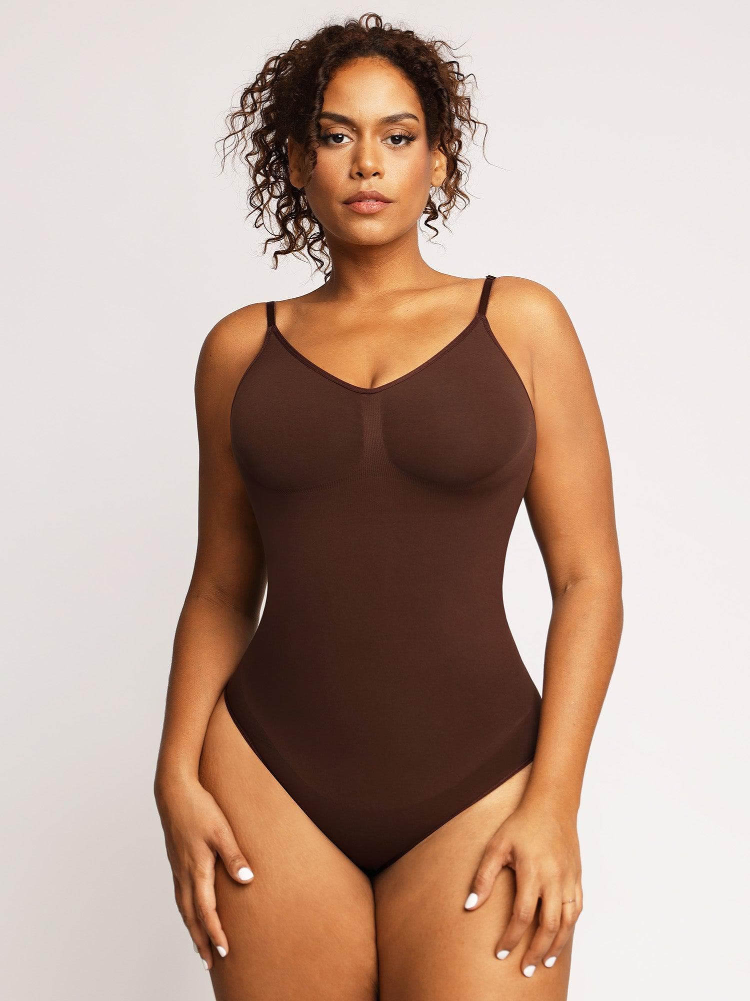 Brown Popilush® bodysuit, full confidence, designed for slimming